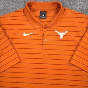 Nike Texas Longhorns Polo Shirt Mens L Orange Striped On Field Performance Golf
